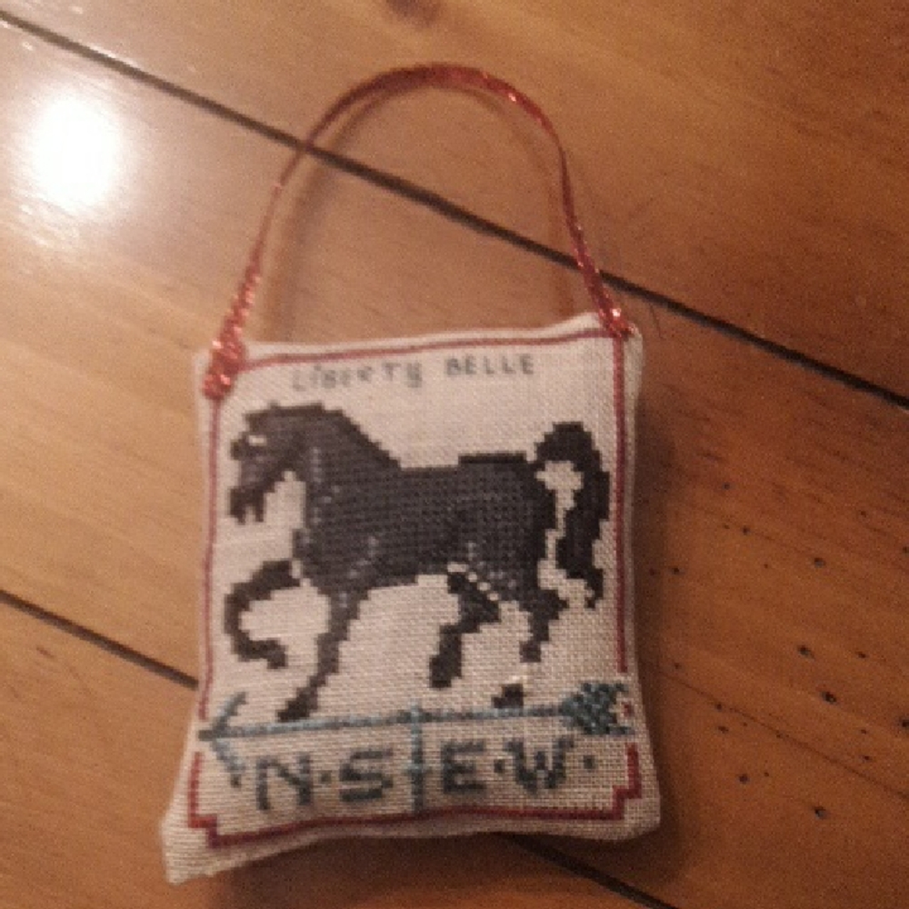 Liberty Belle Cross Stitch Horse Ornament in Black
